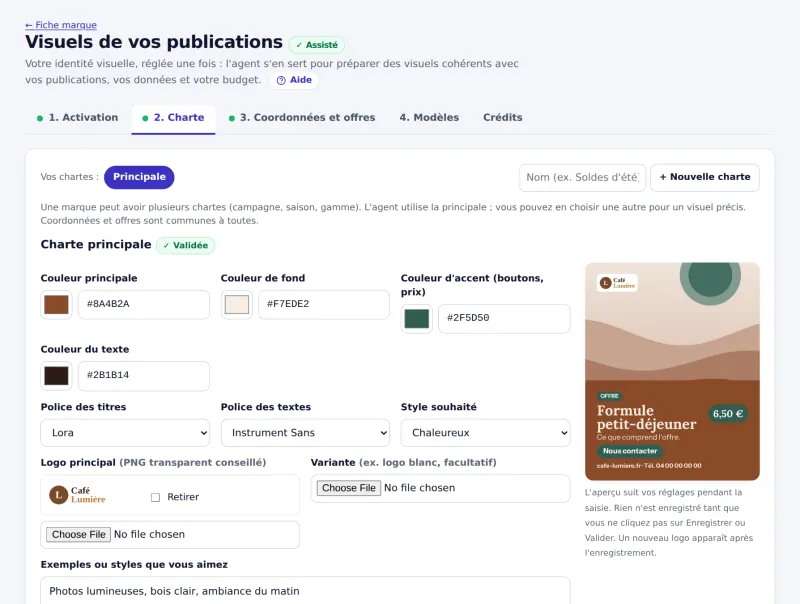 Activation des visuels : Désactivé, Assisté ou Automatique, avec ce que cela consomme